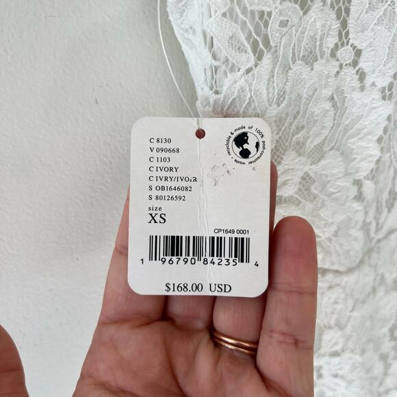 Free People NWT Hailee White Ivory Lace Back Tie Mini Dress, Size XS - Picture 5 of 13